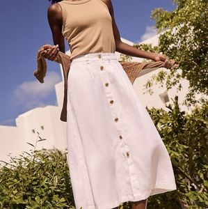 NEW UNIVERSAL THREAD LINEN MIDI BUTTON FRONT SKIRT LARGE